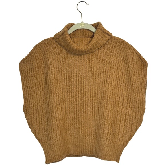 By Together Women's Knit Turtleneck Sleeveless Sweater Vest Brown Ribbed Small - Picture 1 of 4